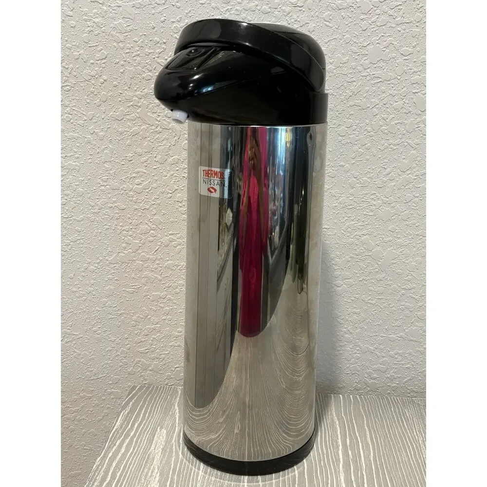 Nissan Glass Vacuum Thermos Insulated Pump Pot Hot Cold Beverage Server